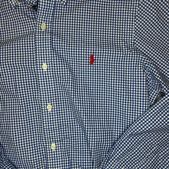 Ralph Lauren Men’s Button-Up – Royal Blue & White Check, Red Logo – Size M - Picture 6 of 8